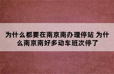 为什么都要在南京南办理停站 为什么南京南好多动车班次停了